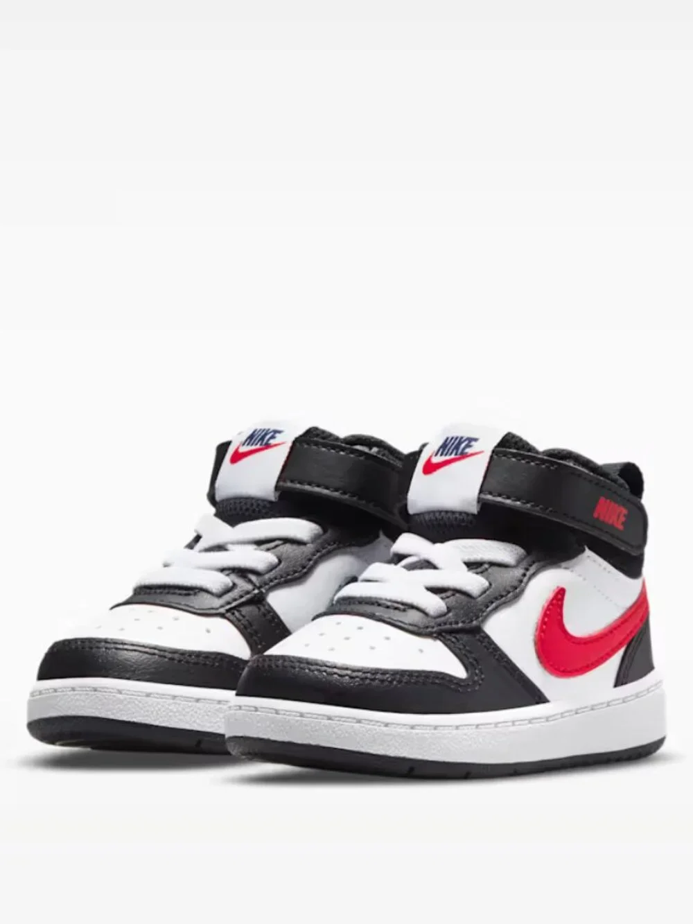 Nike Boys' White Black University Red Navy Court Borough Mid 2 Snekaers Size 9C